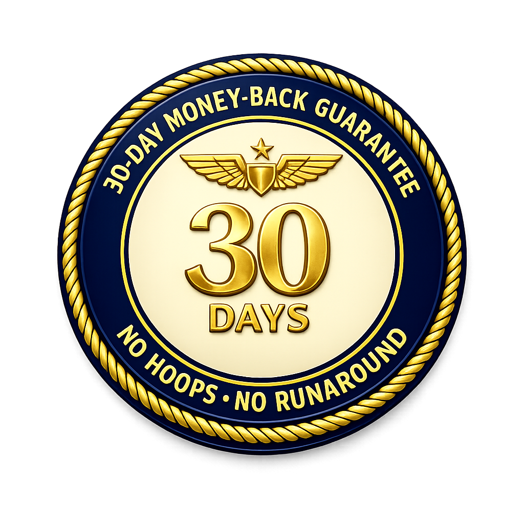 30-day money-back guarantee — no hoops, no runaround